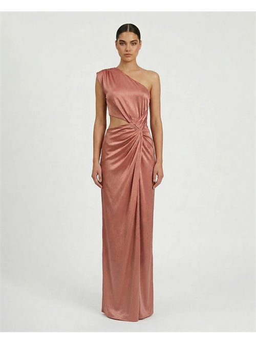 Abito monospalla in jersey metallizzato e cut out ALMA SANCHEZ | ASTRAL-ELROSE GOLD
